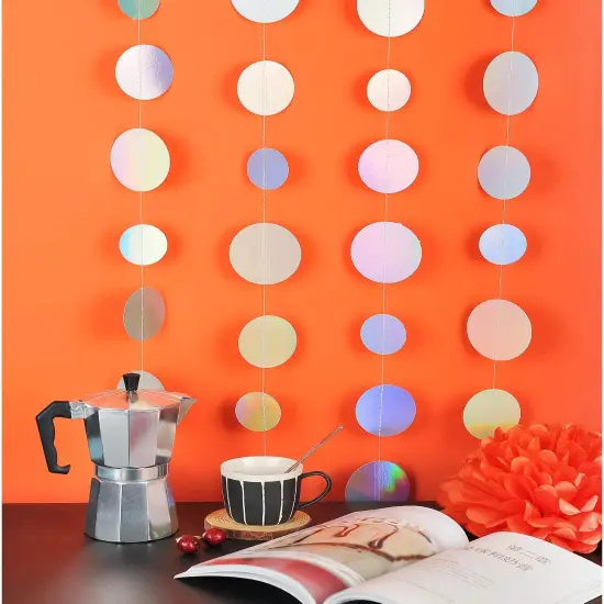 Paper Garland Shiny Iridescent Circle Party Decorations {2}