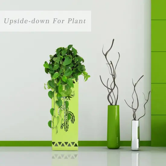 Metal Cactus Umbrella Stand Green Square Umbrella Holder with Cutout Design, Decorative Entryway Storage for Home & Office {4}