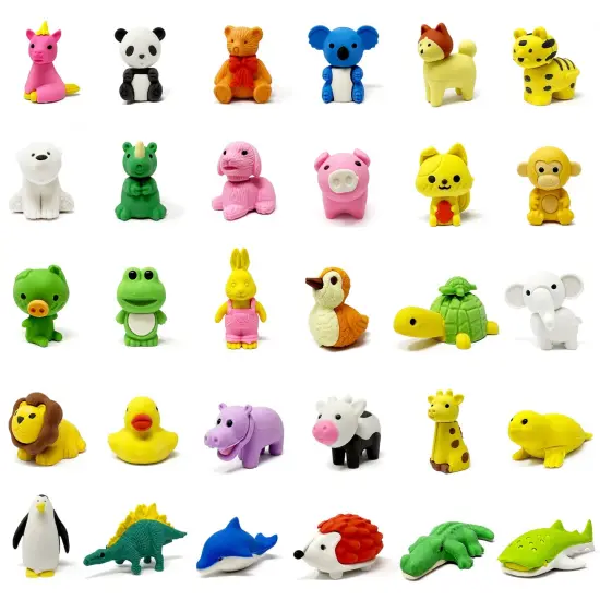 Wrapables Mini Animal Eraser Pets, 3D Puzzle Erasers for Party Favors, Goodie Bags, Easter Egg Fillers (Set of 30) {1}