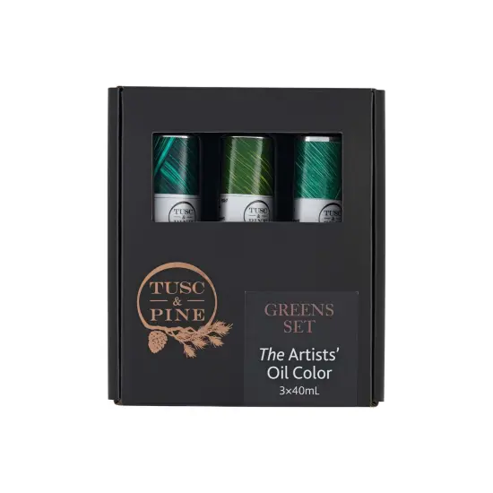 Tusc & Pine Artist Oil Paint - Greens, Set of 3 40 ml, Non-Yellowing, Rich & Creamy Consistency, Maximum Pigment Load, Small Batch Milled Oil Paints Made in the USA for Professional Artists {1}
