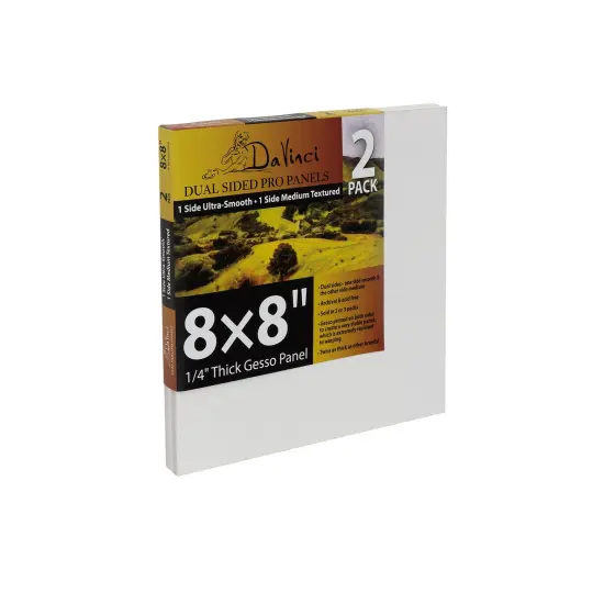 Jerry's Artarama Da Vinci Dual Sided Pro Panel Board - 2-Pack, 8x8" 6mm Deep Panels for Painting - Archival, Acid-Free Art Supplies - Ultra-Smooth & Medium Textured Paint Surfaces {1}
