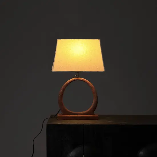 Handmade Artisanal Table Lamp with Wooden Base -15" X 10" X 21" {6}