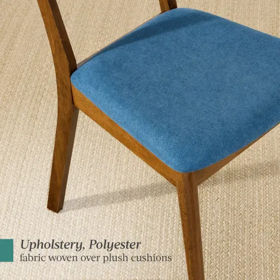 Best Choice Products 2-Piece Mid-Century Modern Wood & Upholstered Dining Chair Set Walnut/Ocean Blue {6}