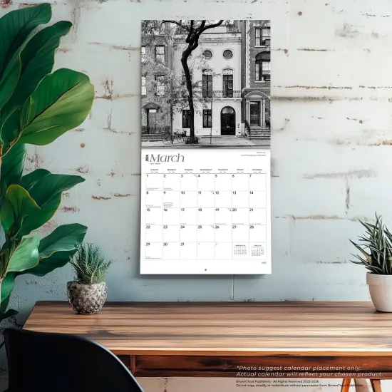 New York City Black & White | 2026 12 x 24 Inch (Hanging) Monthly Square Wall Calendar | Plastic-Free {5}