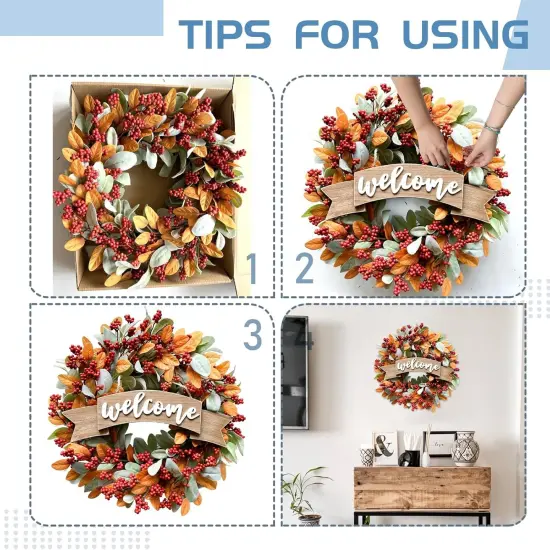 22 Inch Fall Berries Wreath for Front Door(Fall Berries Wreath) {5}