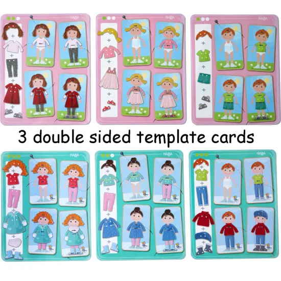 HABA Dress Me Lacing Cards Game - Montessori Fine Motor Skills Toy for Preschool Learning Activities and Kindergarten Toys with 36 Wooden Pieces Multicolor {5}