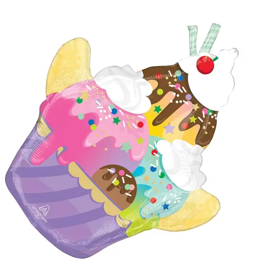 Anagram&reg; 26 Inch Here's The Scoop Sundae Foil Mylar Balloon {5}