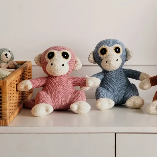 100% Handmade Cotton knitted Soft Monkey Plush Toy/Soft Toys coral almond {2}