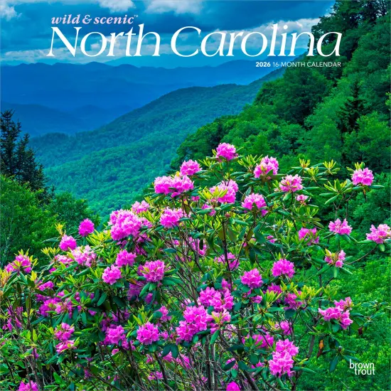 North Carolina Wild & Scenic | 2026 12 x 24 Inch (Hanging) Monthly Square Wall Calendar | Plastic-Free {1}
