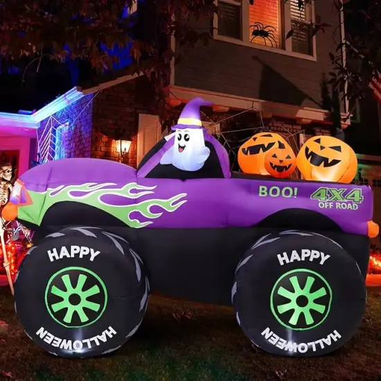Long Halloween Inflatables Monster Truck Outdoor Decorations {2}