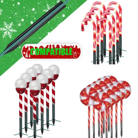 20PCS Replacement Stakes for Christmas Candy Cane Lights Outdoor, Plastic Candy Cane Pathway Markers Lights Spike Replacer, Size 0.68 * 6.05 Inches, Used to Maintain Candy Cane Pathway Lights 1 {6}