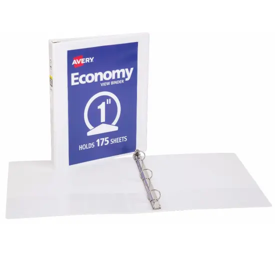 Economy View Binder, 1" Round Rings, 175-Sheet Capacity, White {1}