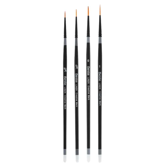 Creative Mark Beste Golden Taklon Liner #1 - 3 Pack Artist Paint Brush, Professional Watercolor Brushes, For Acrylic Painting, Short Handle, Sharp Edges, Hand-Tied & Shaped {4}