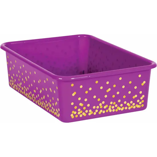 Purple Confetti Large Plastic Storage Bin {1}