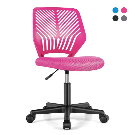 Costway Height-adjustable Ergonomic Kids Desk Chair with Universal Casters Working Chair Blue/Black/Grey/Pink {1}