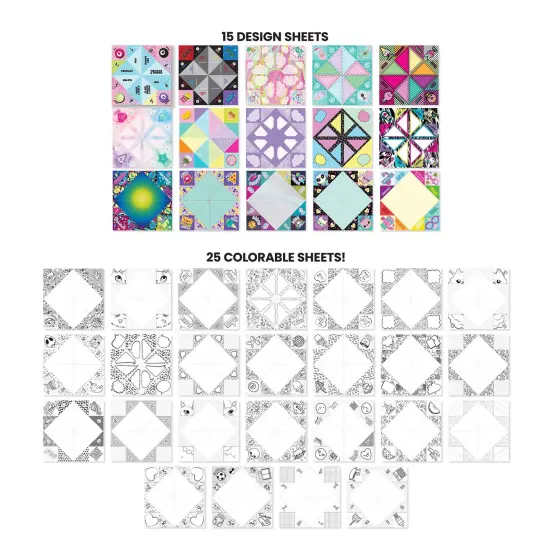 Fashion Angels: Secret Message Fortune Teller Portfolio - Design-Color-Fold, 40 Origami Paper Sheets, 200+ Stickers, 5 Markers, Girls-Tweens-Kids 6+ {5}