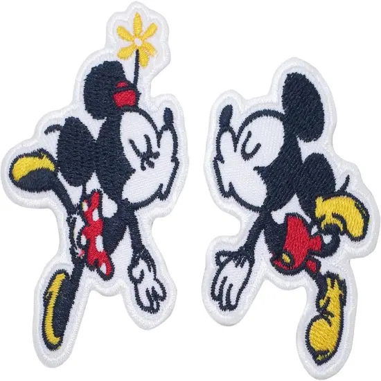 2 PCS Couple Kiss Mickey Iron On Patches for Clothing Saw {1}