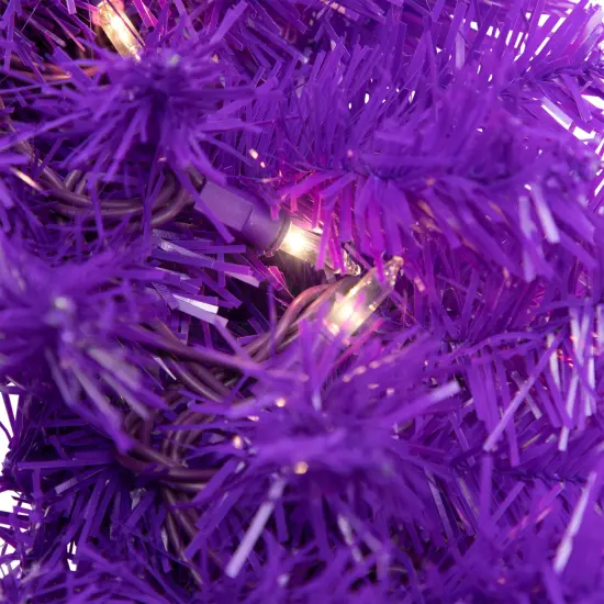 Northlight Pre-Lit Artificial Pine Christmas Wreath - 24" - Purple - Clear Lights {7}
