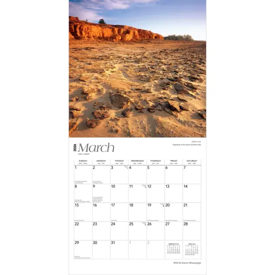 Mississippi Wild & Scenic | 2026 12 x 24 Inch (Hanging) Monthly Square Wall Calendar | Plastic-Free {3}