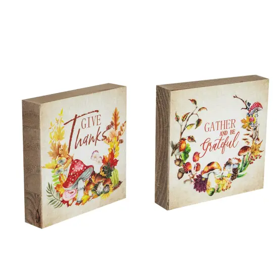 Northlight Give Thanks and Be Grateful Fall Harvest Signs - 4.75" - Set of 2 Multi {6}