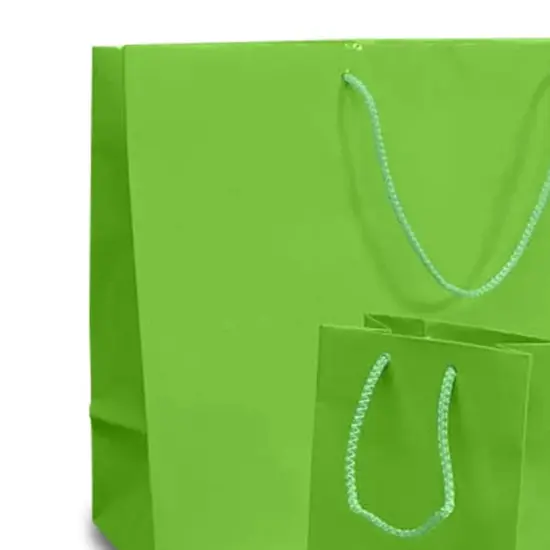 Colored Glossy Mini Totes 6 1/4'' x 3 1/2'' x 8 1/2'' for Upscale Gifting Lime {6}