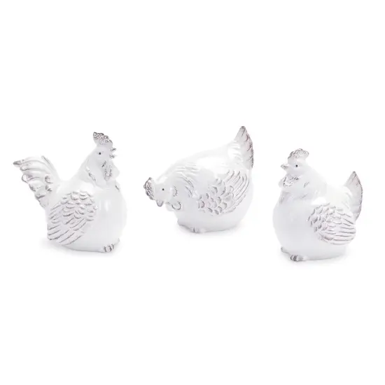 Melrose Ceramic Resting Chicken Figurines - 5" - Set of 6 White {1}