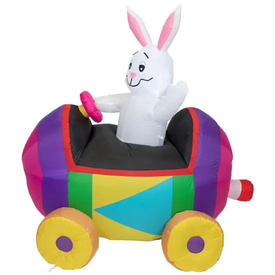 Northlight Inflatable Lighted Easter Bunny with Egg Car Outdoor Decoration - 4' White {3}
