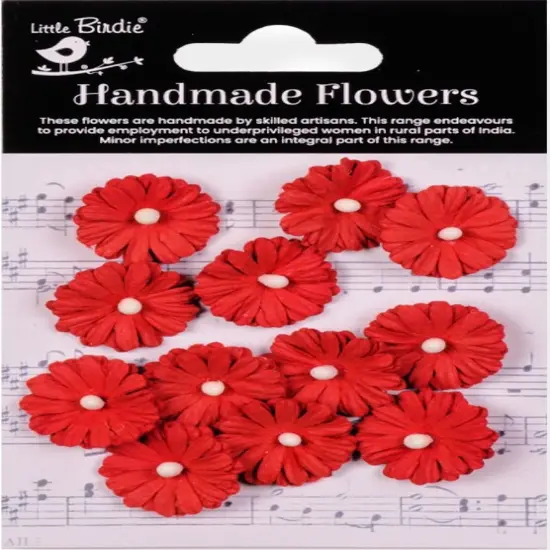 Little Birdie Larisa Paper Flowers 12/Pkg-Cardinal Red {1}