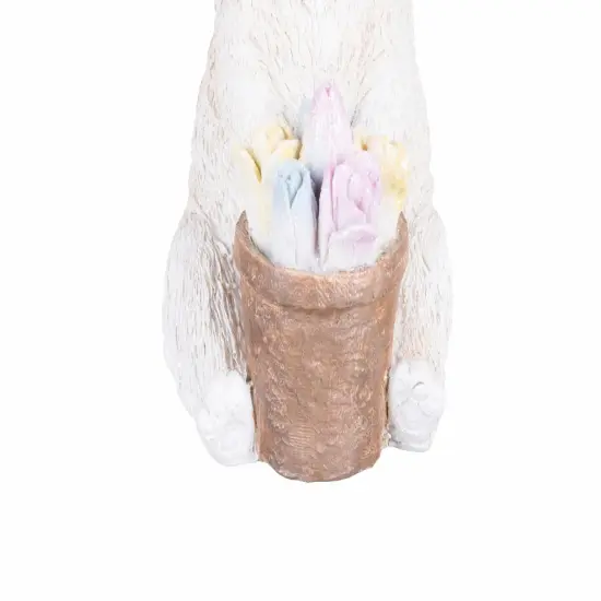 5.91" Easter Bunny Rabbit w/ Flower Floral Flower Basket Decorative Figure Figurine {4}