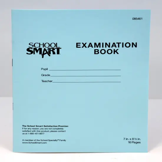 School Smart Examination Blue Books, 7 x 8-1/2 Inches, 16 Pages, Pack of 50 {3}