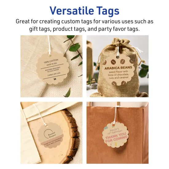 2-1/2" Diameter Round Scalloped Edge, Kraft Brown Printable Tags {3}
