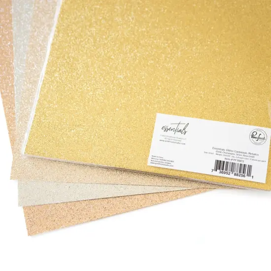 Pinkfresh Studio Essentials Glitter Cardstock 8.5"X12" 12/pk-Metallics, 3 of each color {2}