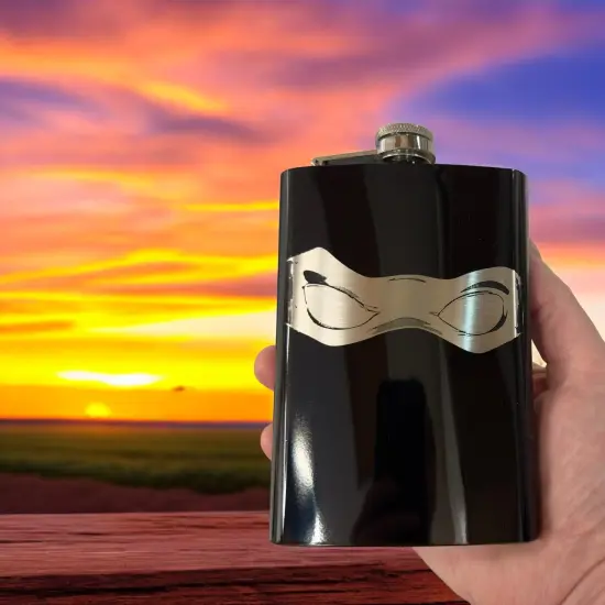 8oz BLACK Ninja Mask Flask {2}