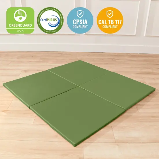 Play Patch Activity Mat Squares, Modular Playmat, 4-Pack Hunter Green {6}