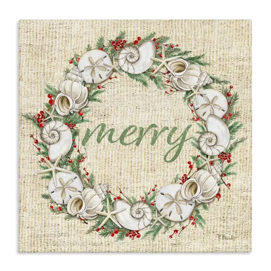 Stupell Industries Shells & Holly Merry Canvas Wall Art Design by Paul Brent {1}