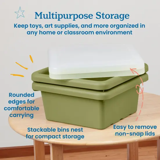 Square Bin with Lid, Storage Containers, 2-Pack Fern Green {4}