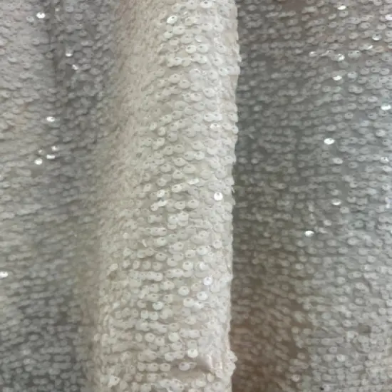 1 Yard Sequin Taffeta Fabric Sparkle Event Backdrop Costume Material 50/54 Inches Wide Ivory {1}