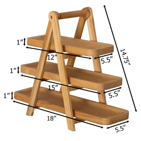 Vintiquewise 3-Tier Wooden Tray Farmhouse Inspired Cupcake Stand Dessert Platter Pastry Holder Appetizer Display for Wedding Party Baby Shower or Tea Time Ideal Decor in Kitchen, Dining or Coffee Bar {4}