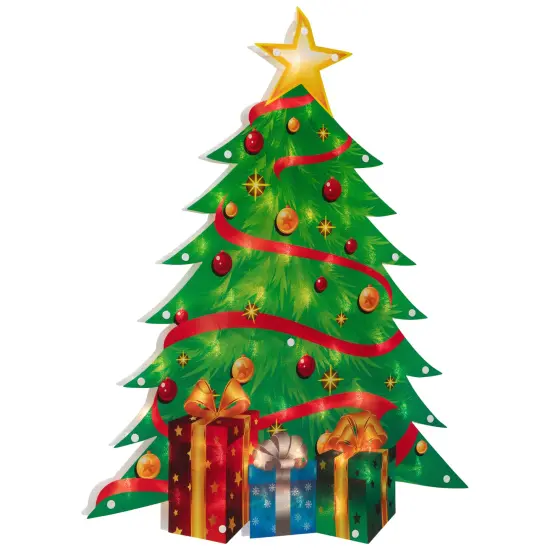 Northlight 22.5" Lighted Christmas Tree with Presents Window Silhouette Green {5}