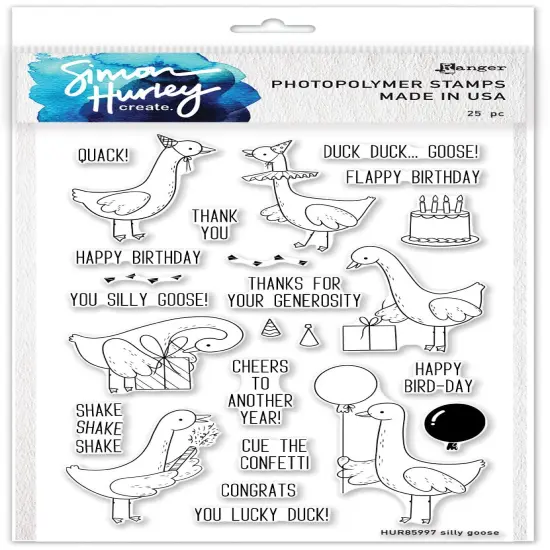 Simon Hurley create. Clear Stamps 6"X9"-Silly Goose {1}