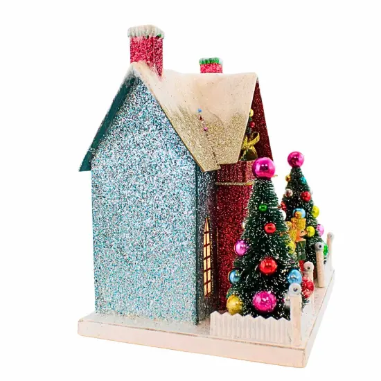 Cody Foster 10.5 Inch Merry & Bright Glitter Chalet Christmas Putz House , Christmas Decor Putz House Nutcracker Christmas Multicolored {2}