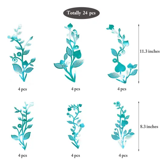 Cheerland Leaf Vine Garlands Teal Blue Hanging Leaves Banner Backdrop Wall Stickers Decorations for Birthday Anniversary Wedding Tea Party Supplies - Pack of 24 {6}