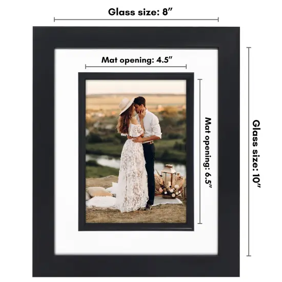 Americanflat 8x10 Picture Frame with Decorative Inner Mat Accent - Use as 5x7 photo frame with Mat or 8x10 frame without the Mat - Statement Frame with Shatter-Resistant Glass and Easel Stand {8}