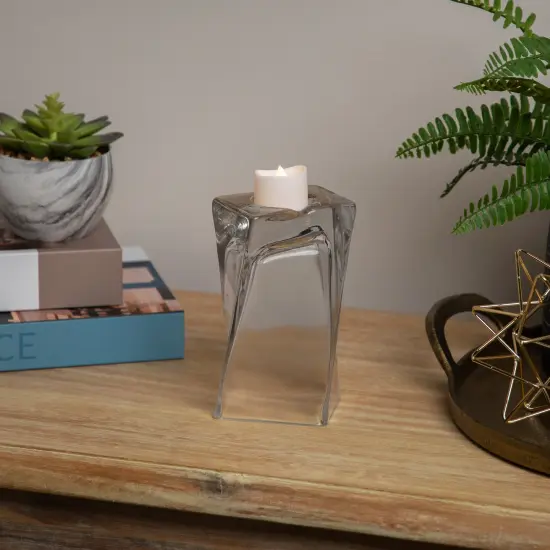 Northlight Twisted Glass Dual Purpose Candle Holder Vase - 5.75" Clear {4}