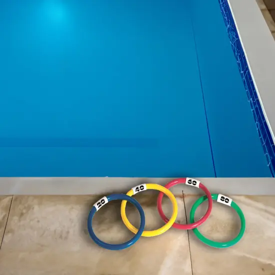 Swim Central Set of 4 Vibrantly Colored Dive Ring Swimming Pool Toys 5.75" Multi {5}