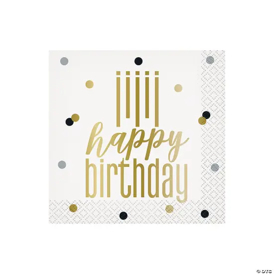 Metallic Happy Birthday Beverage Napkins 16 Ct. {2}