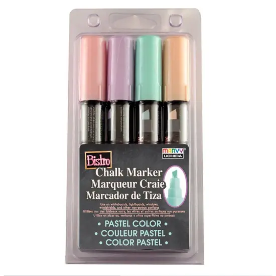 Bistro Chalk Markers, Chisel Tip 4-Color Set, Blush Pink, Peppermint, Pastel Peach, Pale Violet {1}