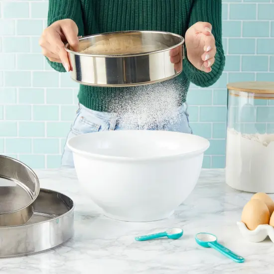 3-Piece Fine Mesh Sieve Strainer Set, Stainless Steel Professional Round Flour Sifters for Baking (3 Sizes) Silver {2}