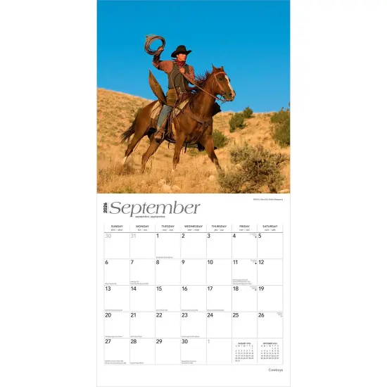 Cowboys | 2026 12 x 24 Inch (Hanging) Monthly Square Wall Calendar | Plastic-Free {4}