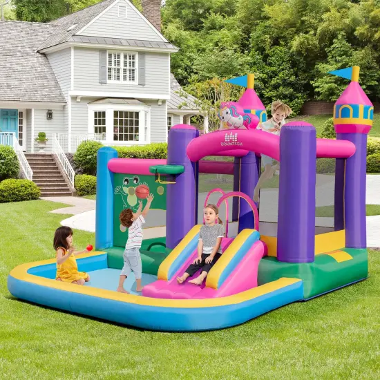 Costway 6-in-1 Kids Inflatable Bounce House with Slide Jumping Area Ball Pit Pools Castle {2}